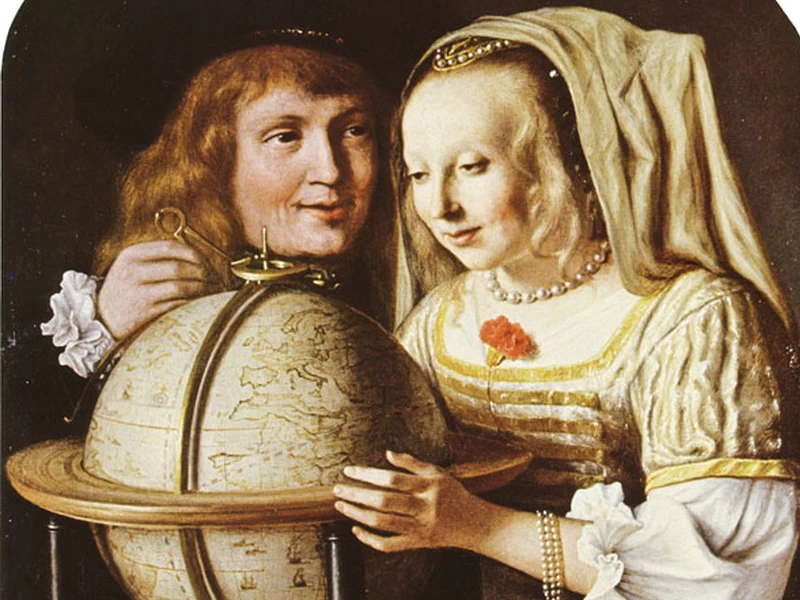 1624-Lambert Doomer - Coppia che guarda un mappamondo - Fleming Museum of Art